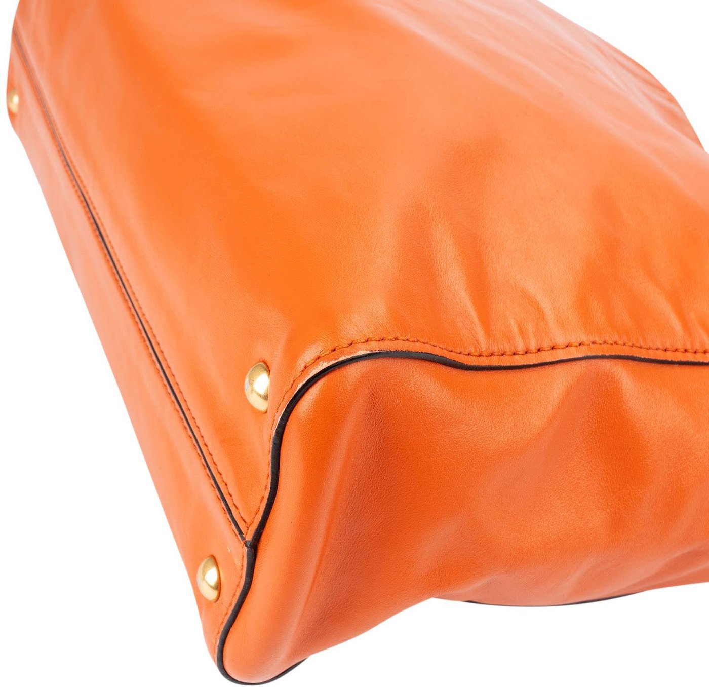Miu Miu Orange Soft Calfskin Tote Shoulder Bag