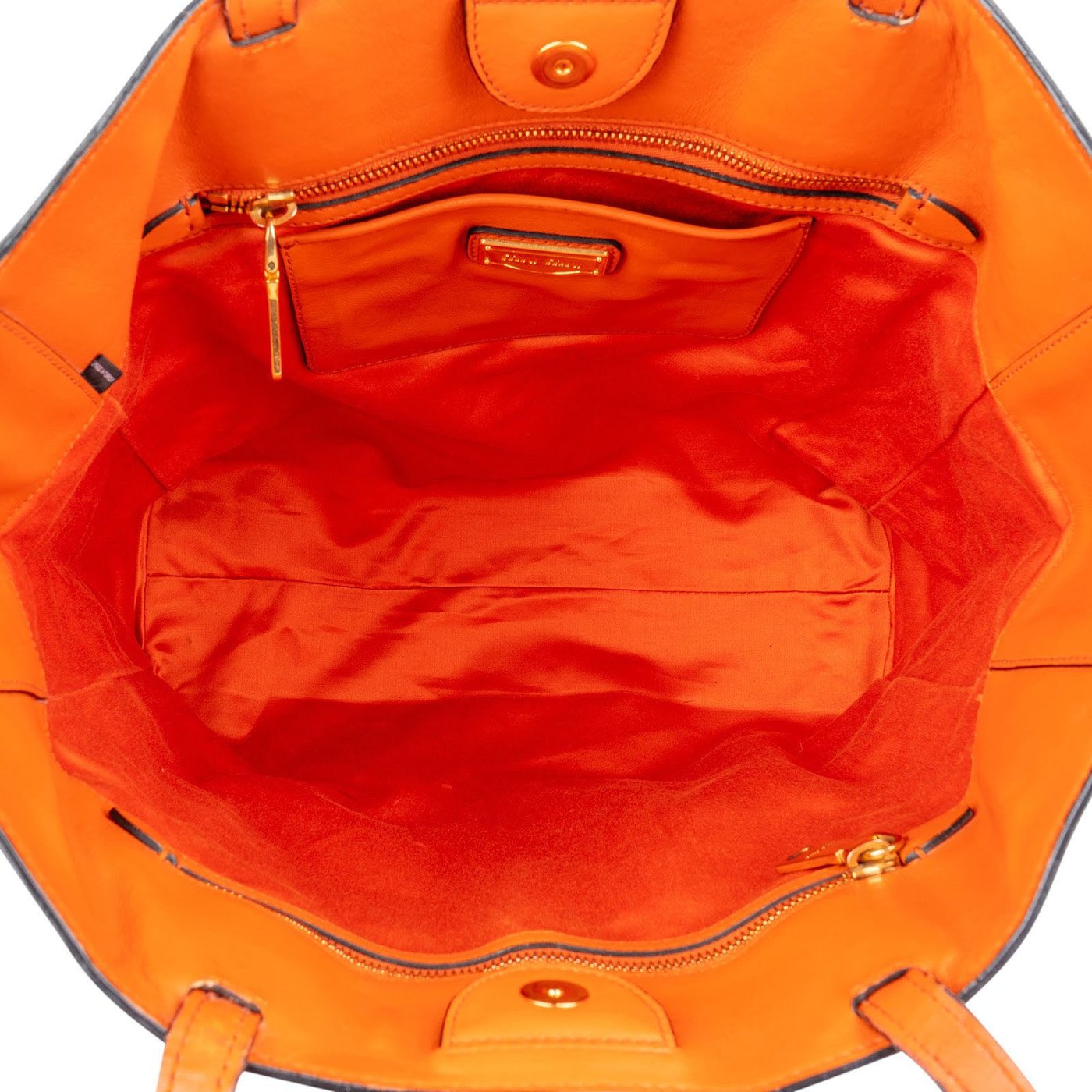 Miu Miu Orange Soft Calfskin Tote Shoulder Bag