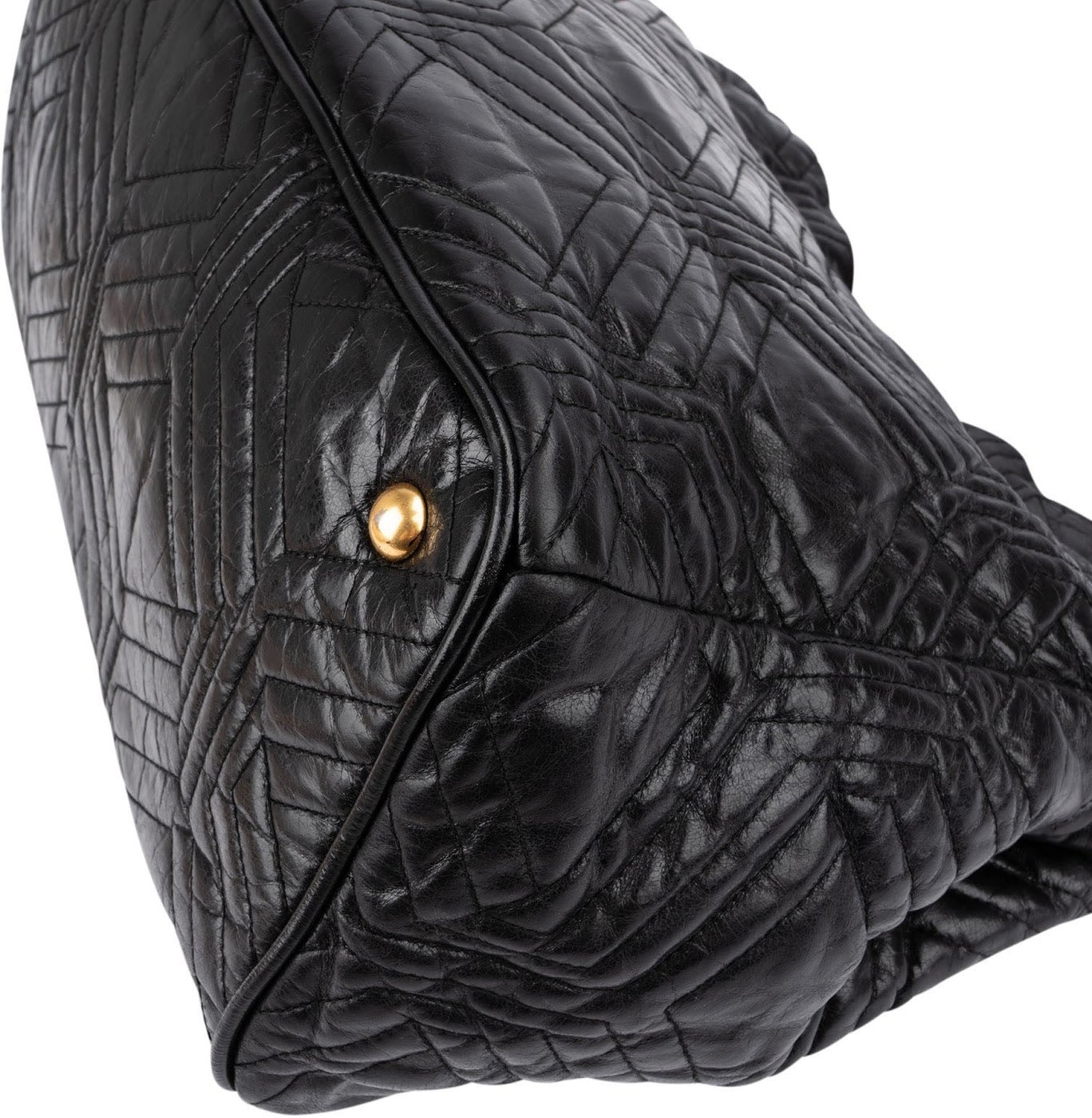 Miu Miu Black Matelassé Nappa Leather Tote Handbag