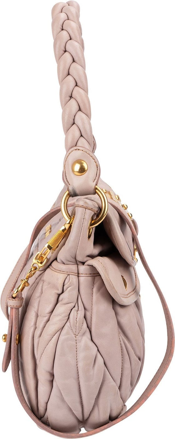 Miu Miu Matelassé Mappa Leather Small Coffer City Shoulder Bag