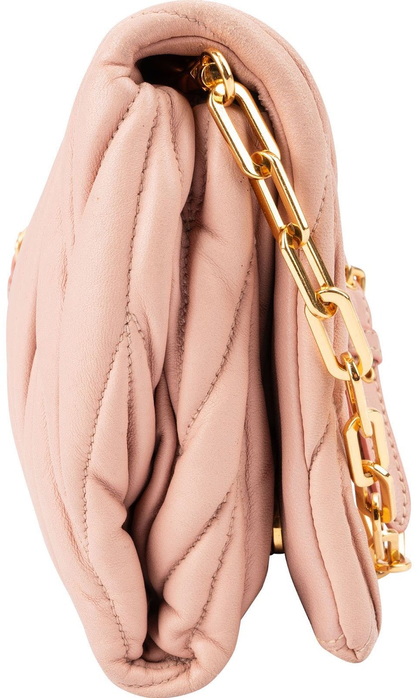 Miu Miu Matelassé Nappa Leather Fold Over Clutch Crossbody Bag