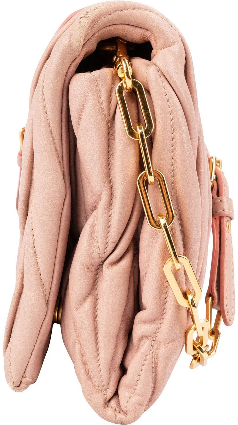 Miu Miu Matelassé Nappa Leather Fold Over Clutch Crossbody Bag