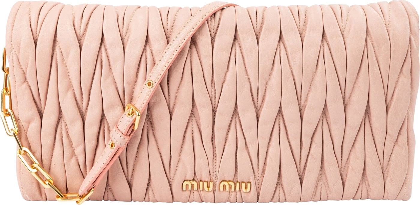 Miu Miu Matelassé Nappa Leather Fold Over Clutch Crossbody Bag