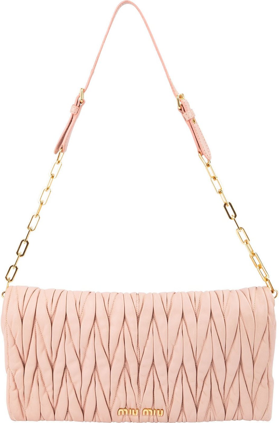 Miu Miu Matelassé Nappa Leather Fold Over Clutch Crossbody Bag