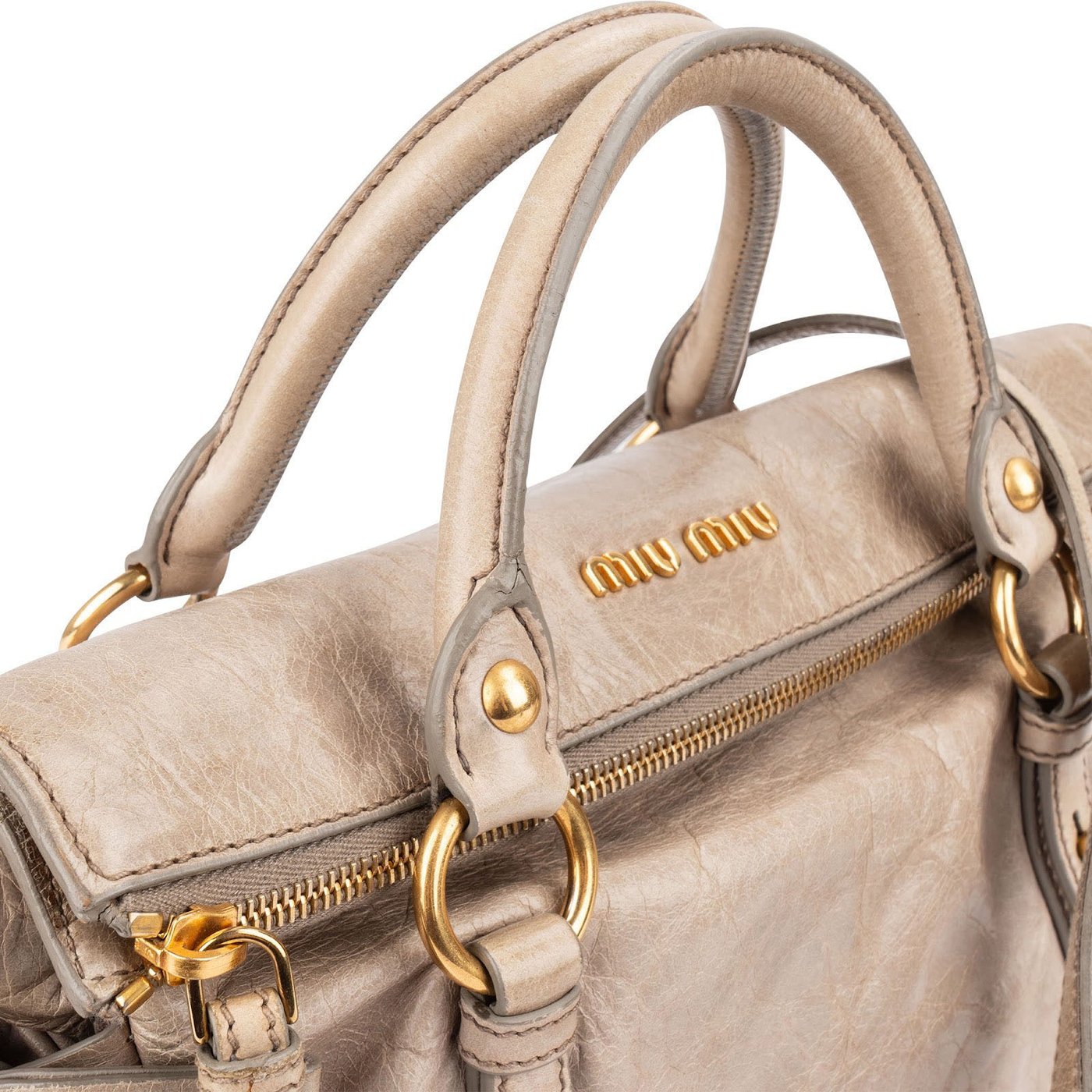 Miu Miu Vitello Lux Leather Bow Satchel Handbag