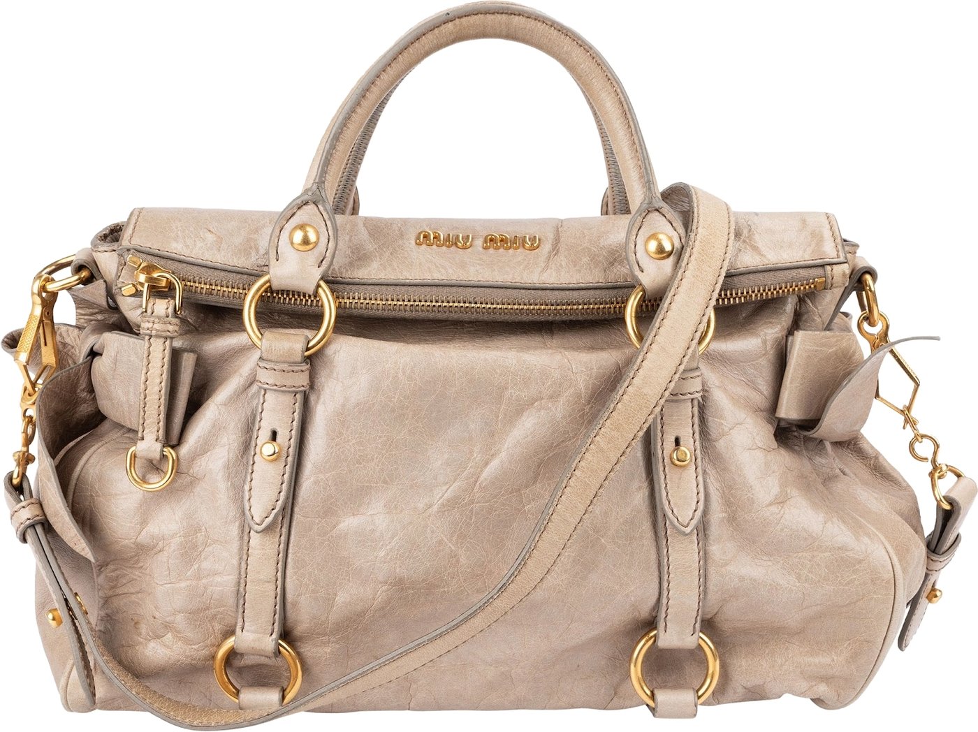 Miu Miu Vitello Lux Leather Bow Satchel Handbag