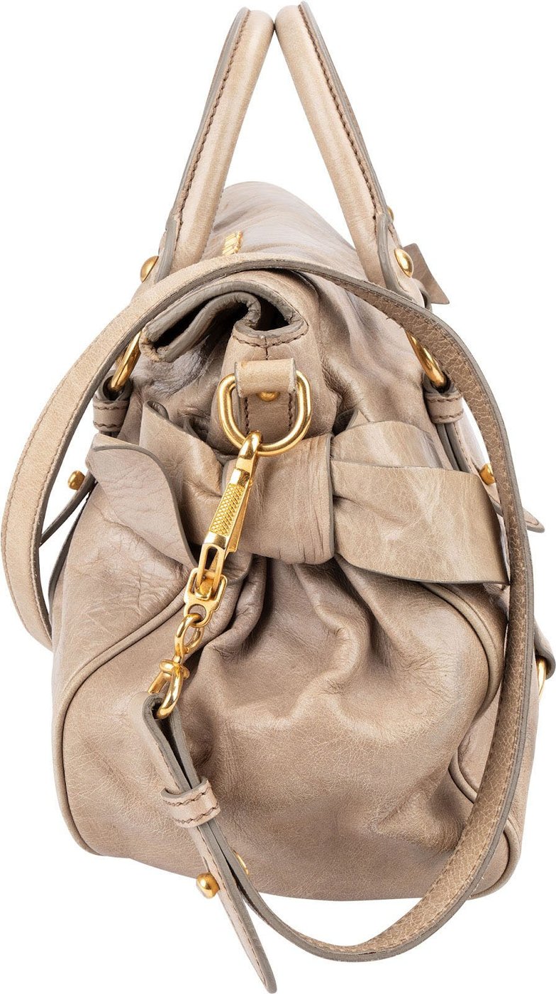 Miu Miu Vitello Lux Leather Bow Satchel Handbag