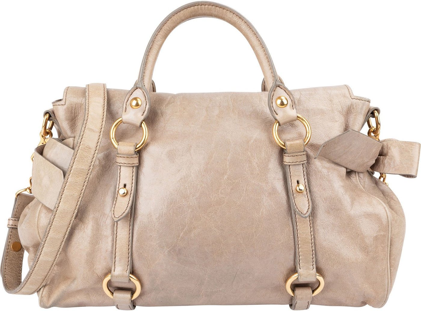Miu Miu Vitello Lux Leather Bow Satchel Handbag