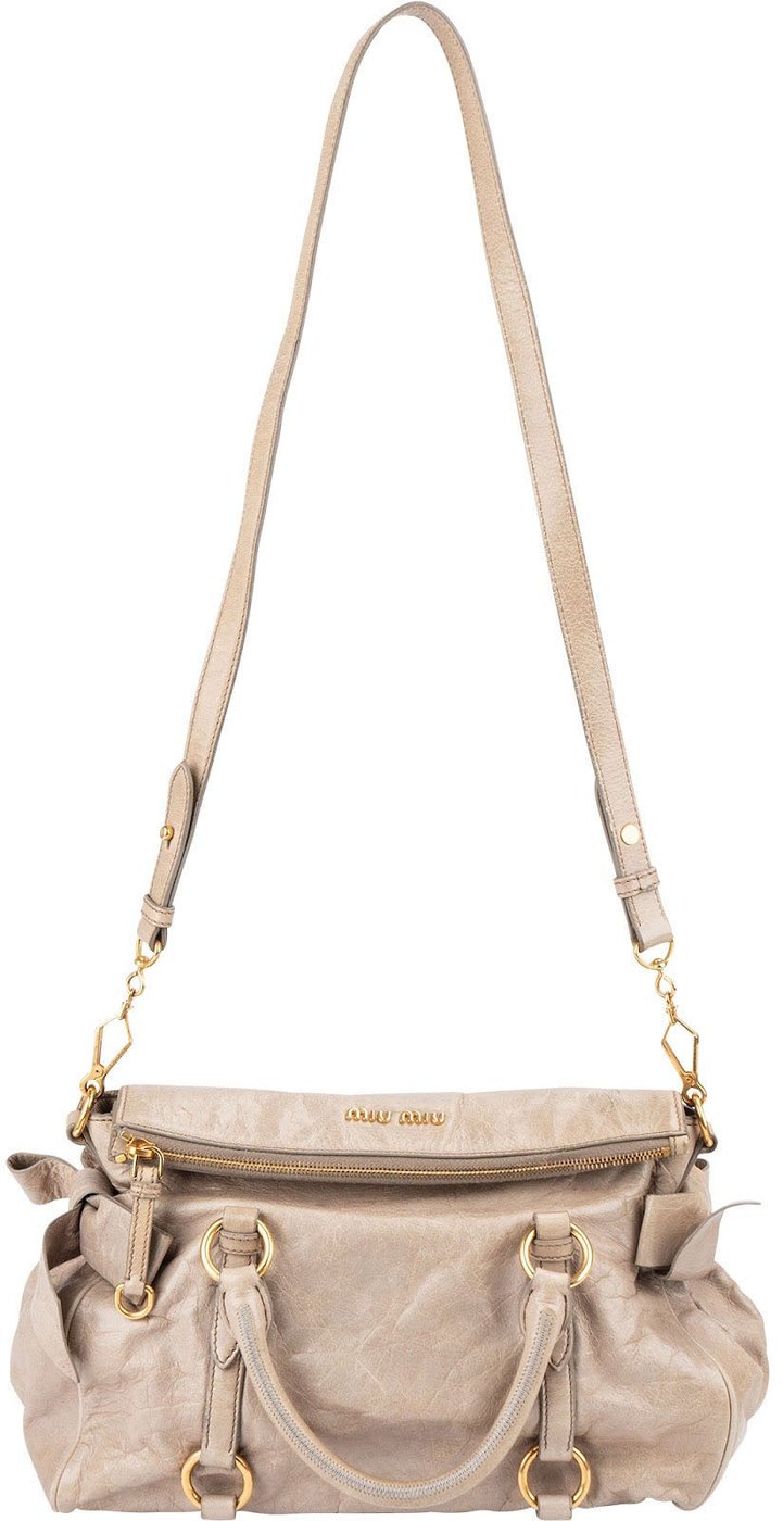 Miu Miu Vitello Lux Leather Bow Satchel Handbag