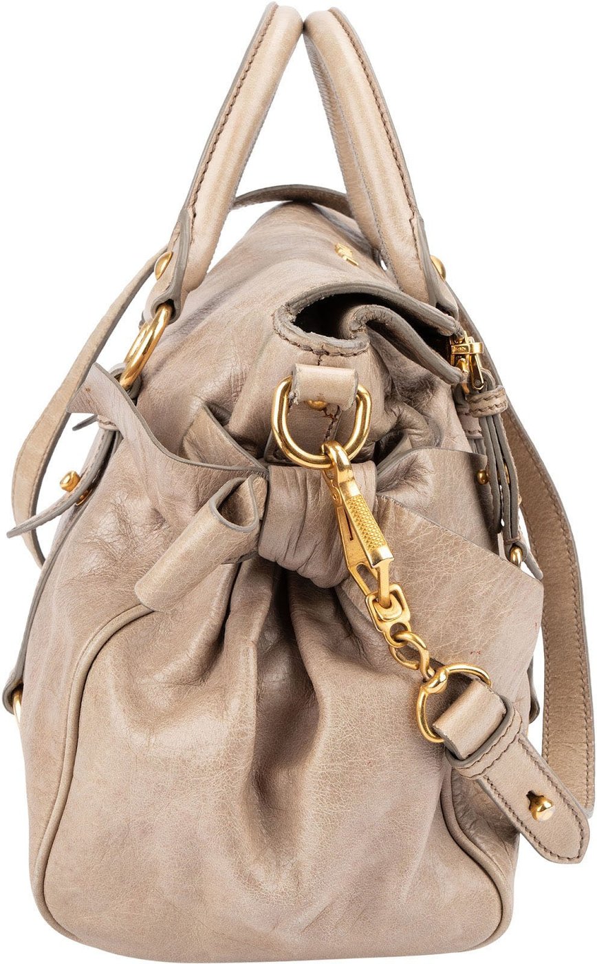 Miu Miu Vitello Lux Leather Bow Satchel Handbag