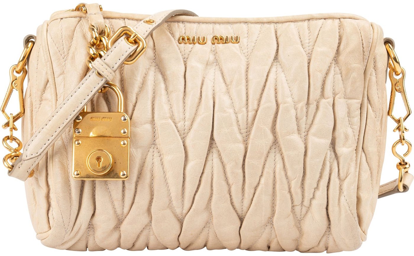 Miu Miu Matelassé Leather Padlock Shoulder Bag