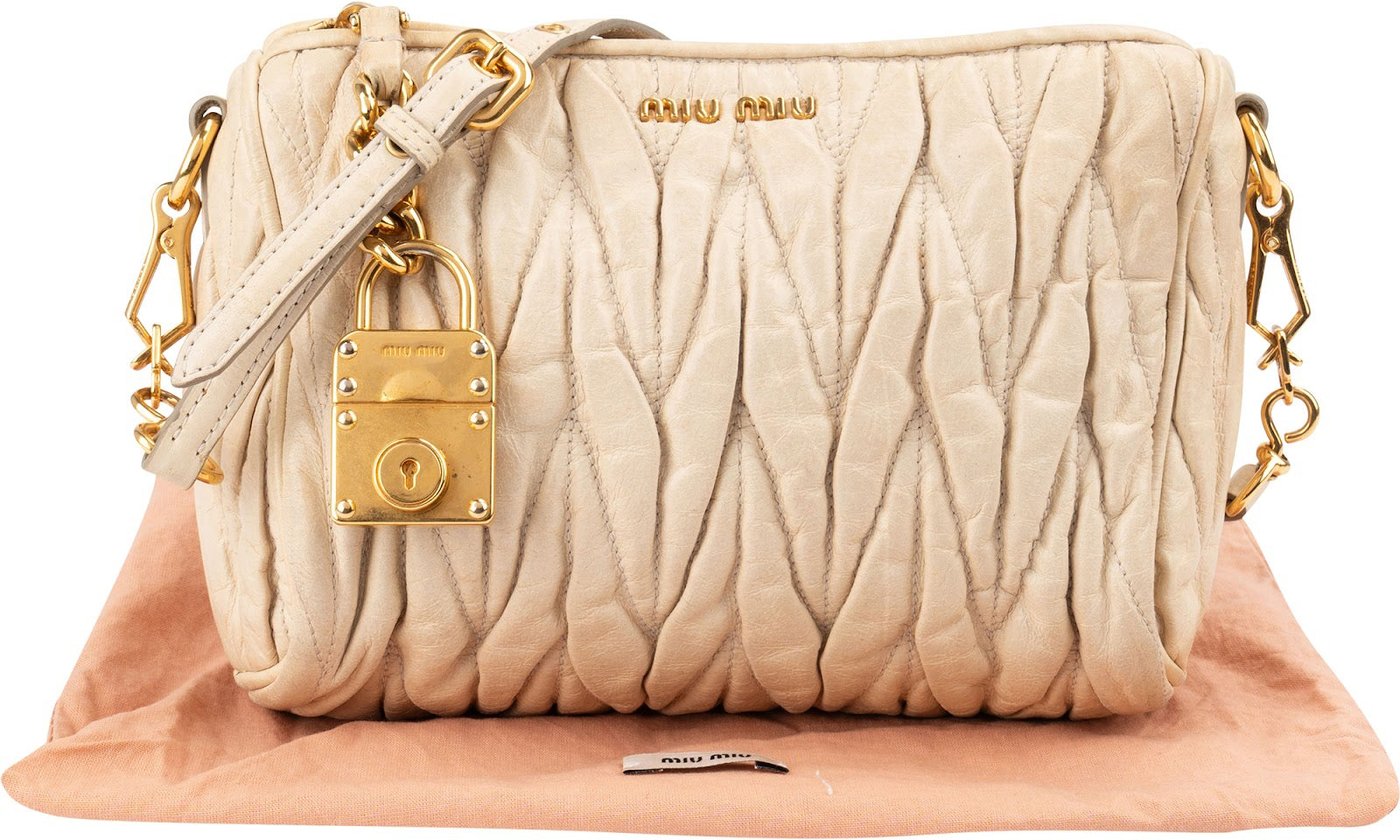 Miu Miu Matelassé Leather Padlock Shoulder Bag