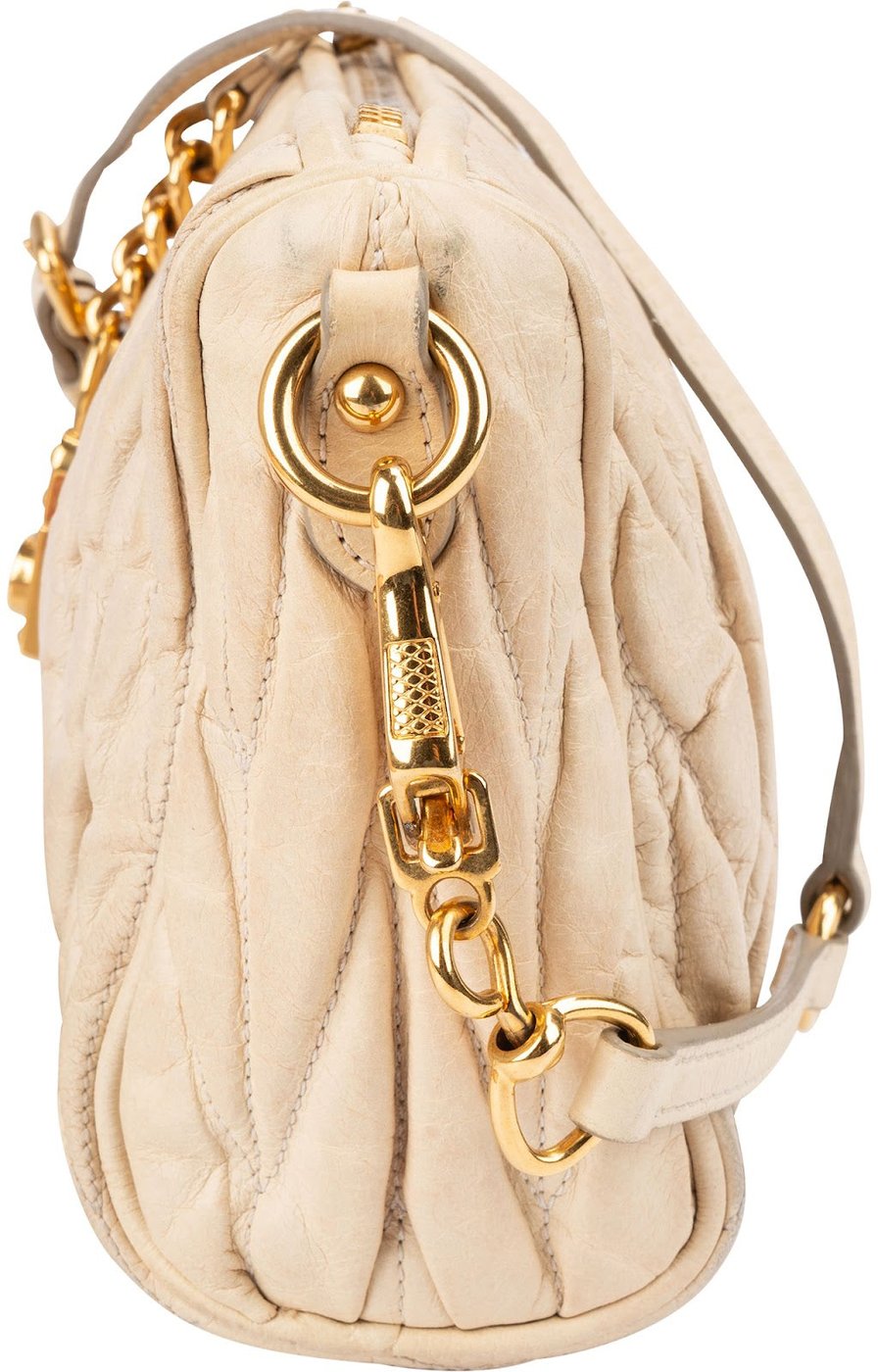 Miu Miu Matelassé Leather Padlock Shoulder Bag