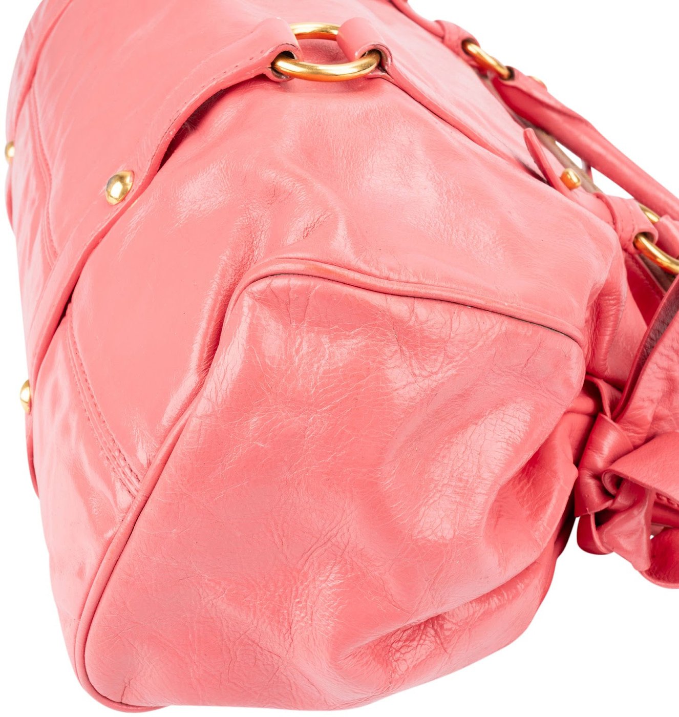 Miu Miu Pink Vitello Lux Leather Bow Handbag