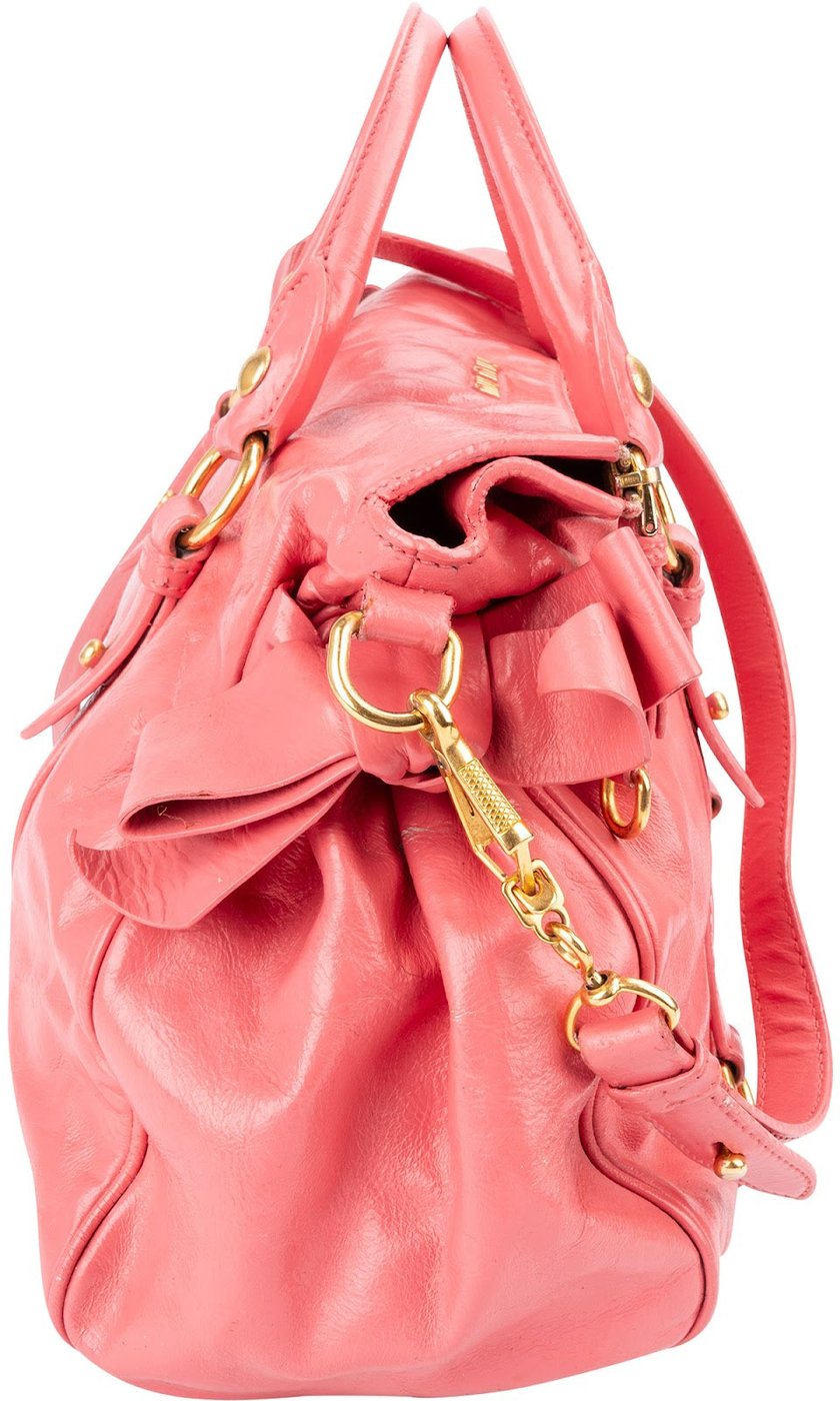 Miu Miu Pink Vitello Lux Leather Bow Handbag