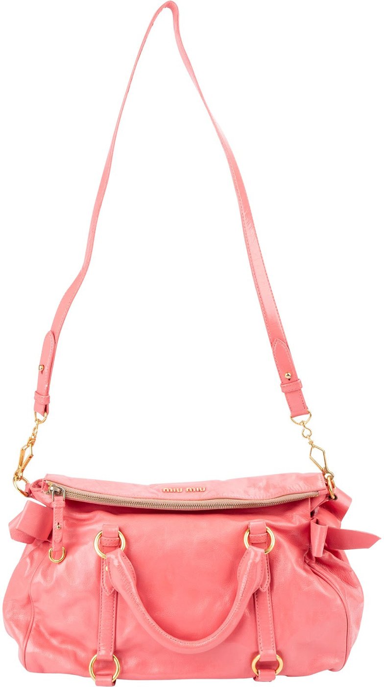 Miu Miu Pink Vitello Lux Leather Bow Handbag
