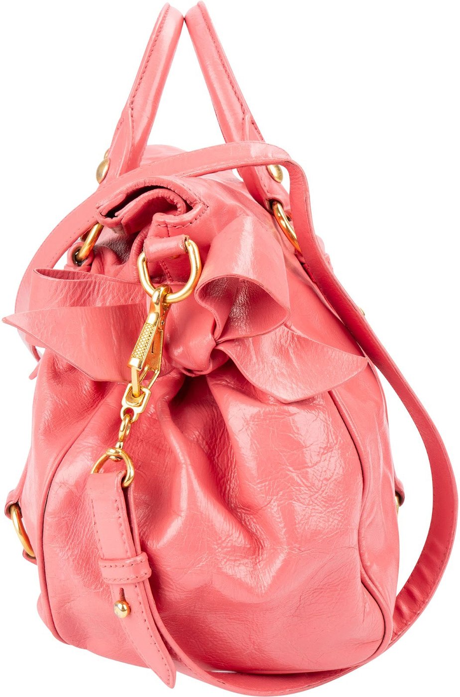 Miu Miu Pink Vitello Lux Leather Bow Handbag