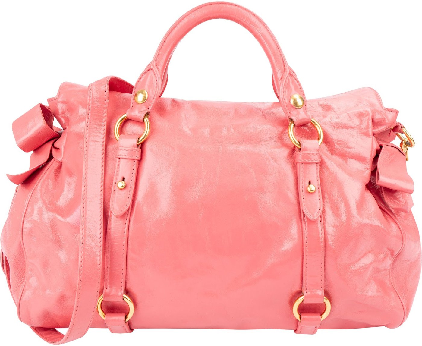 Miu Miu Pink Vitello Lux Leather Bow Handbag