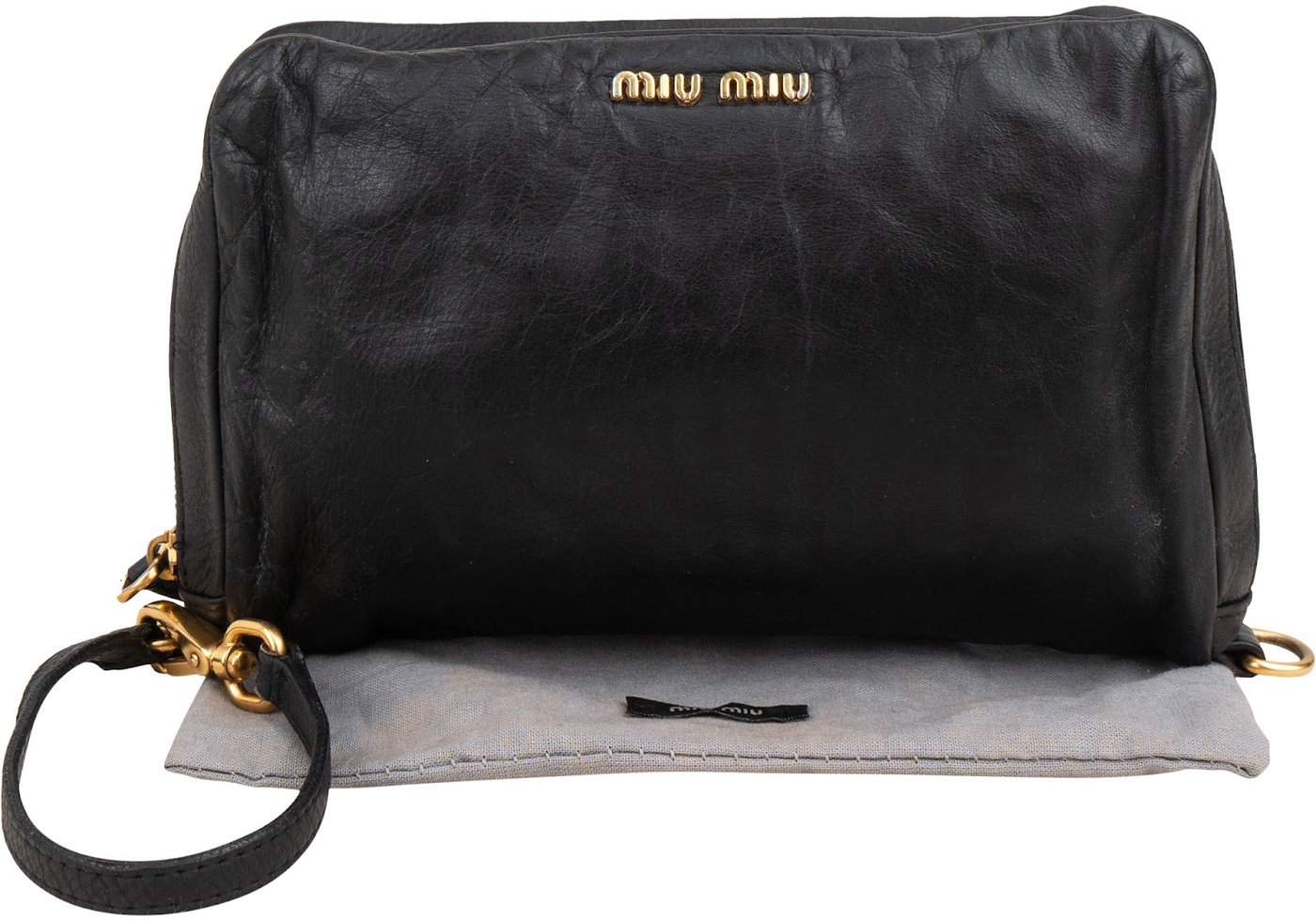 Miu Miu Leather Wristlet Pouch Handbag