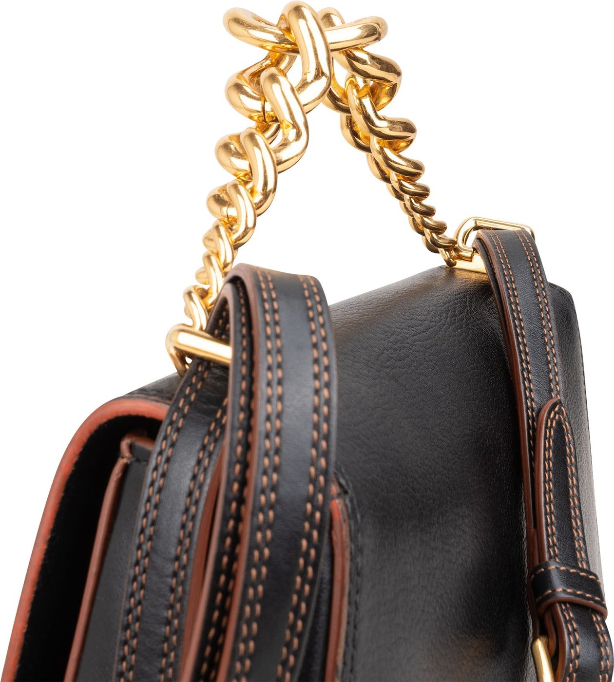 Miu Miu Black Calfskin Chain Handle Shoulder Handbag