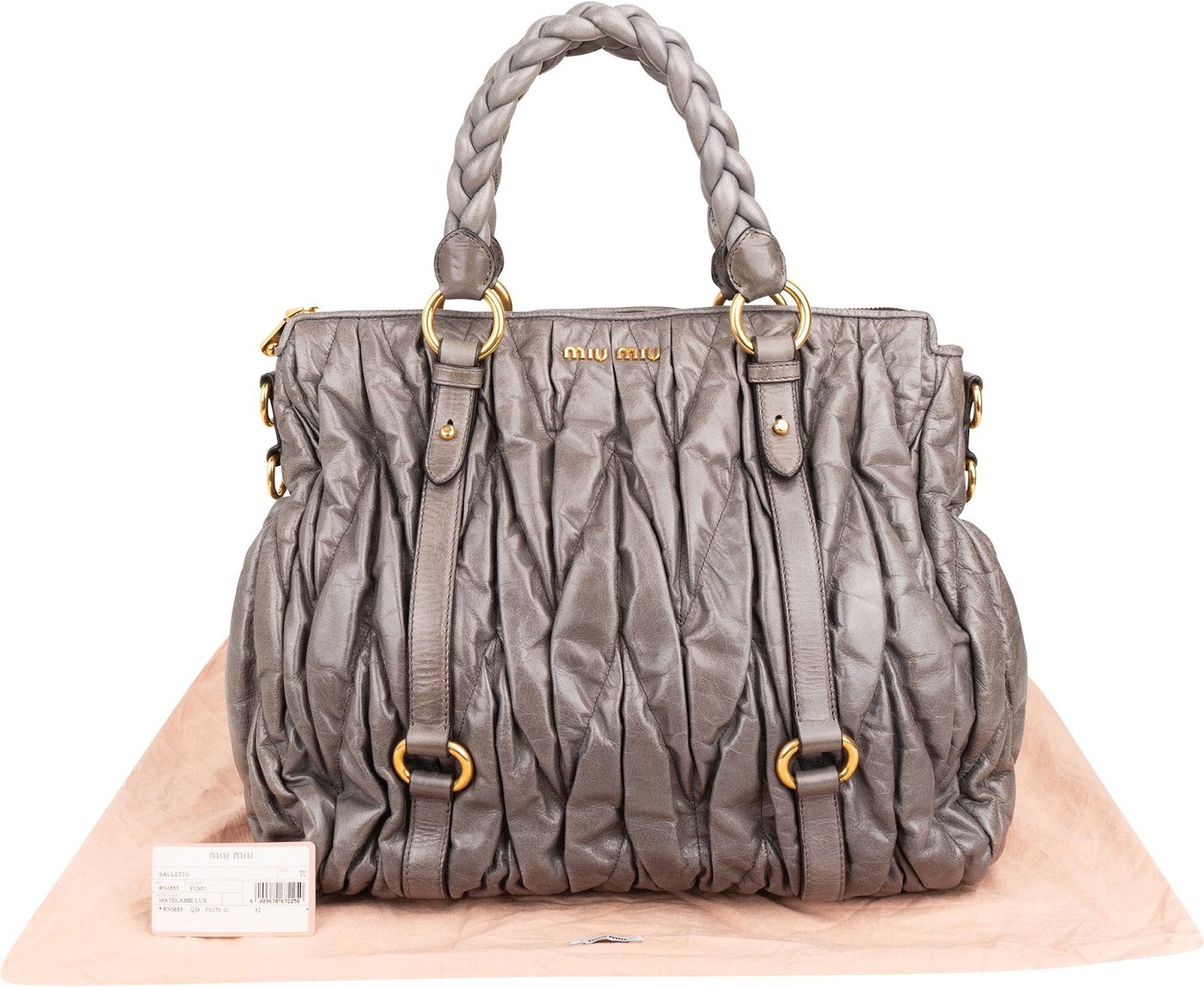 Miu Miu Matelassé Vitello Lux Leather Coffer Hobo Handbag