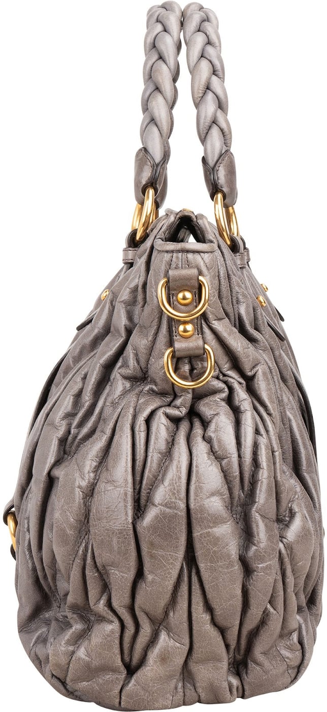 Miu Miu Matelassé Vitello Lux Leather Coffer Hobo Handbag