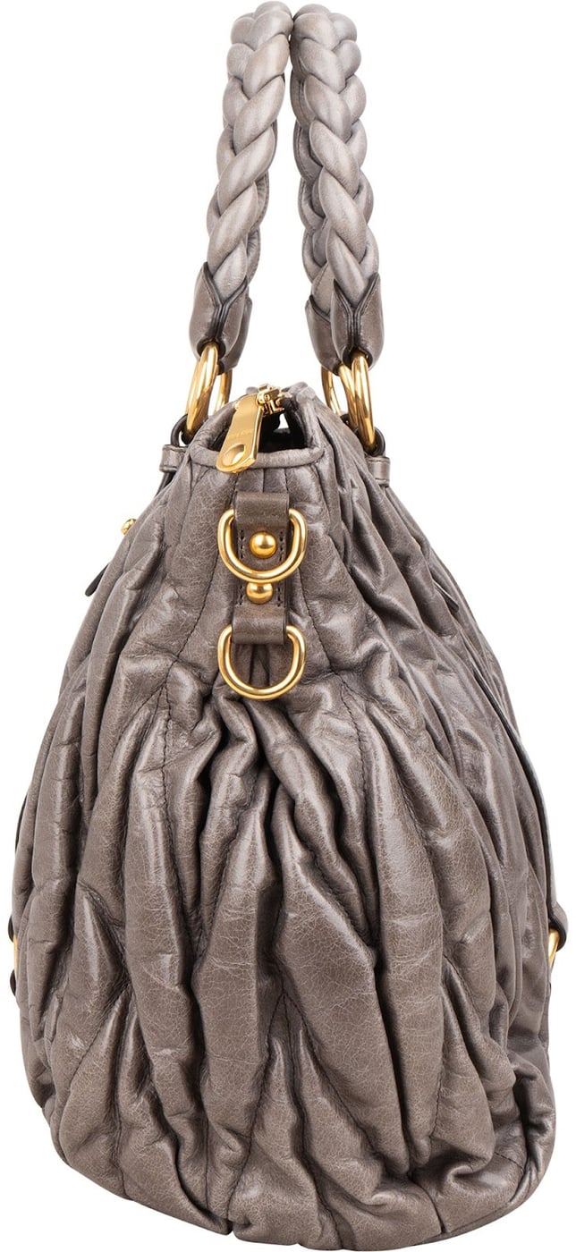 Miu Miu Matelassé Vitello Lux Leather Coffer Hobo Handbag