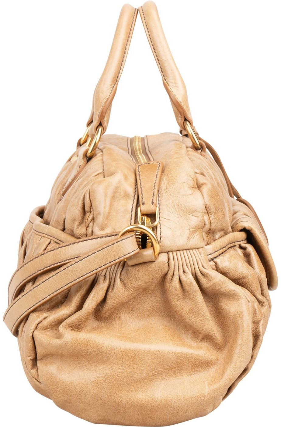 Miu Miu Matelassé Vitello Lux Leather Bowler Coffer Handbag