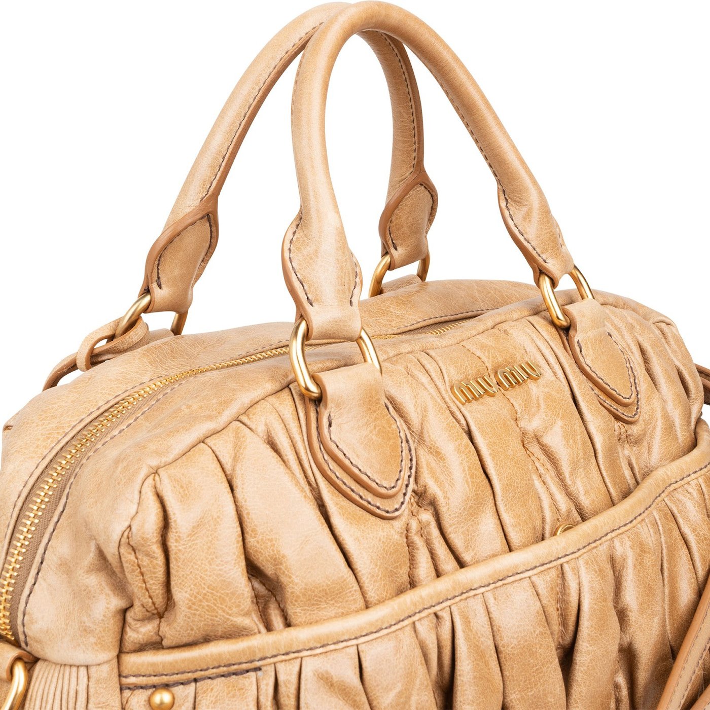 Miu Miu Matelassé Vitello Lux Leather Bowler Coffer Handbag