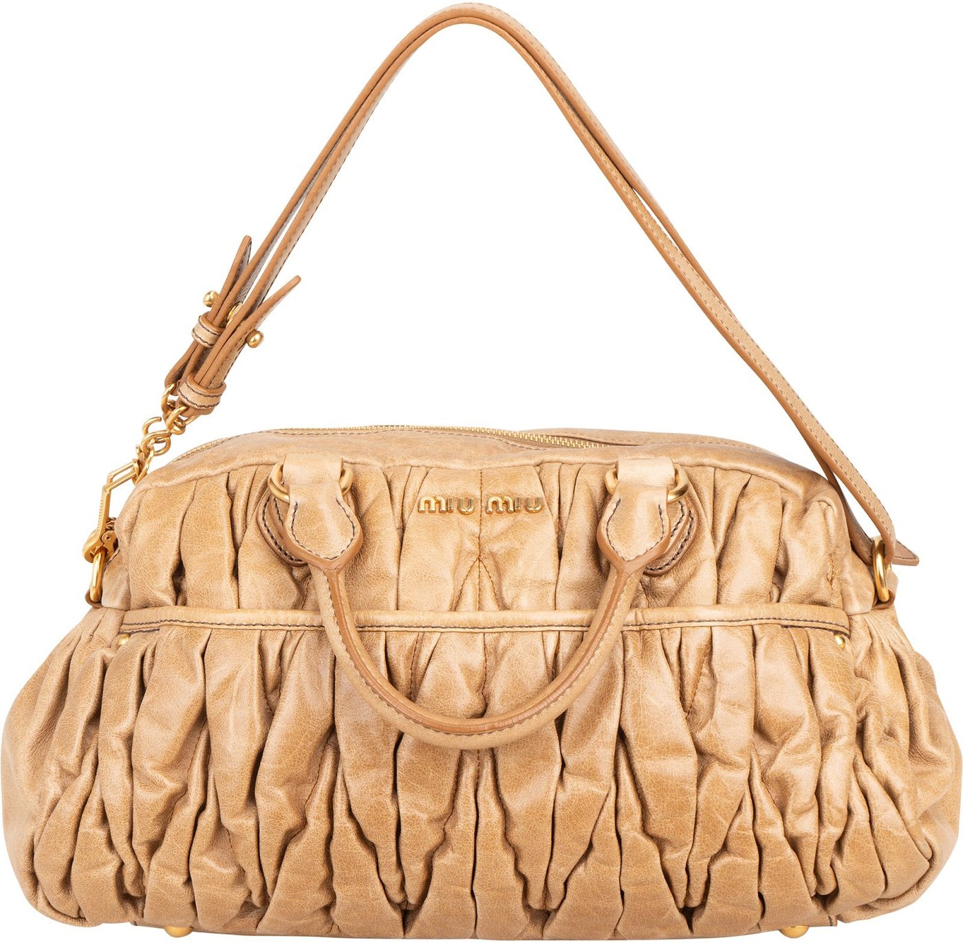 Miu Miu Matelassé Vitello Lux Leather Bowler Coffer Handbag
