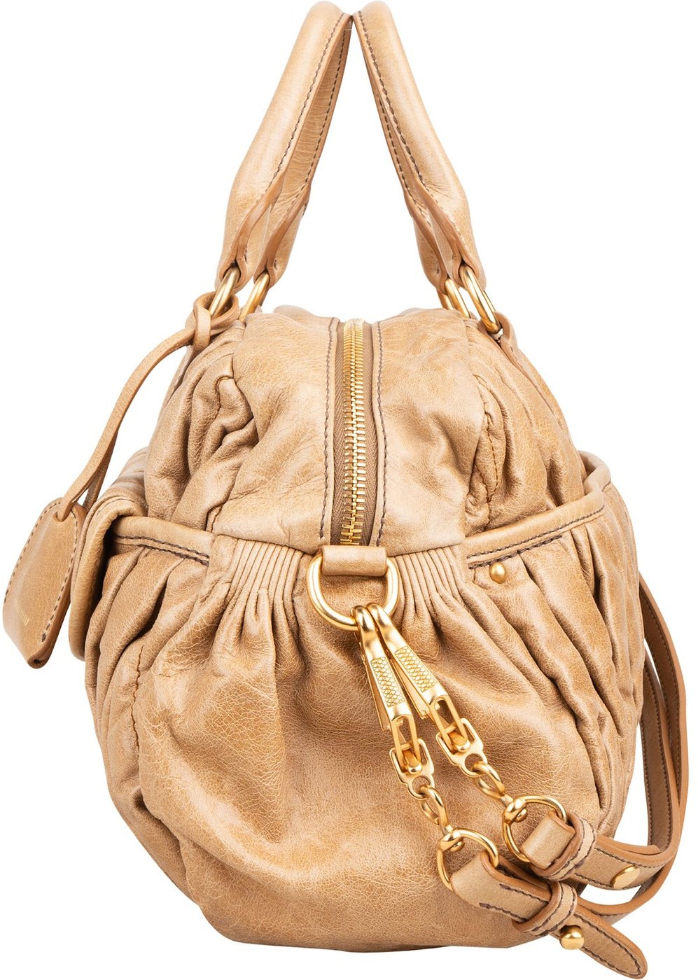 Miu Miu Matelassé Vitello Lux Leather Bowler Coffer Handbag