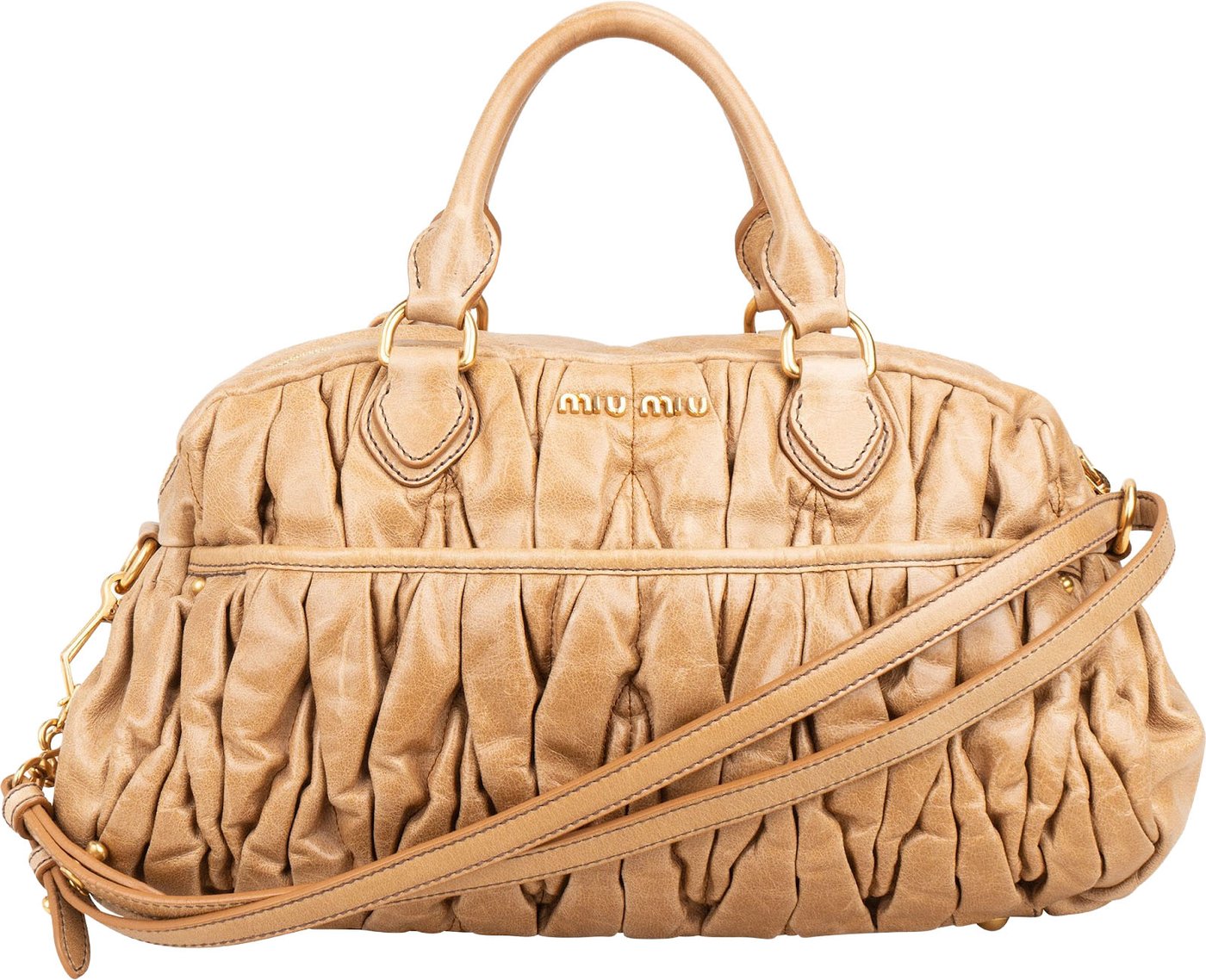 Miu Miu Matelassé Vitello Lux Leather Bowler Coffer Handbag