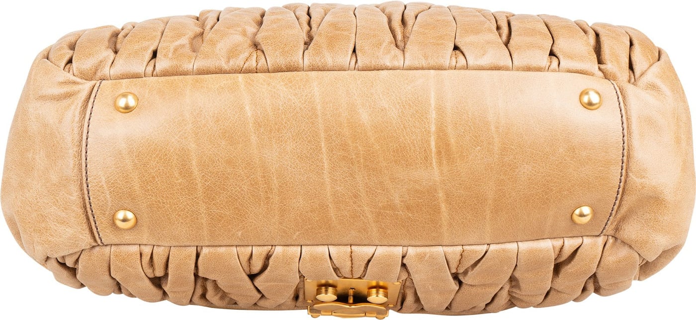 Miu Miu Matelassé Vitello Lux Leather Bowler Coffer Handbag