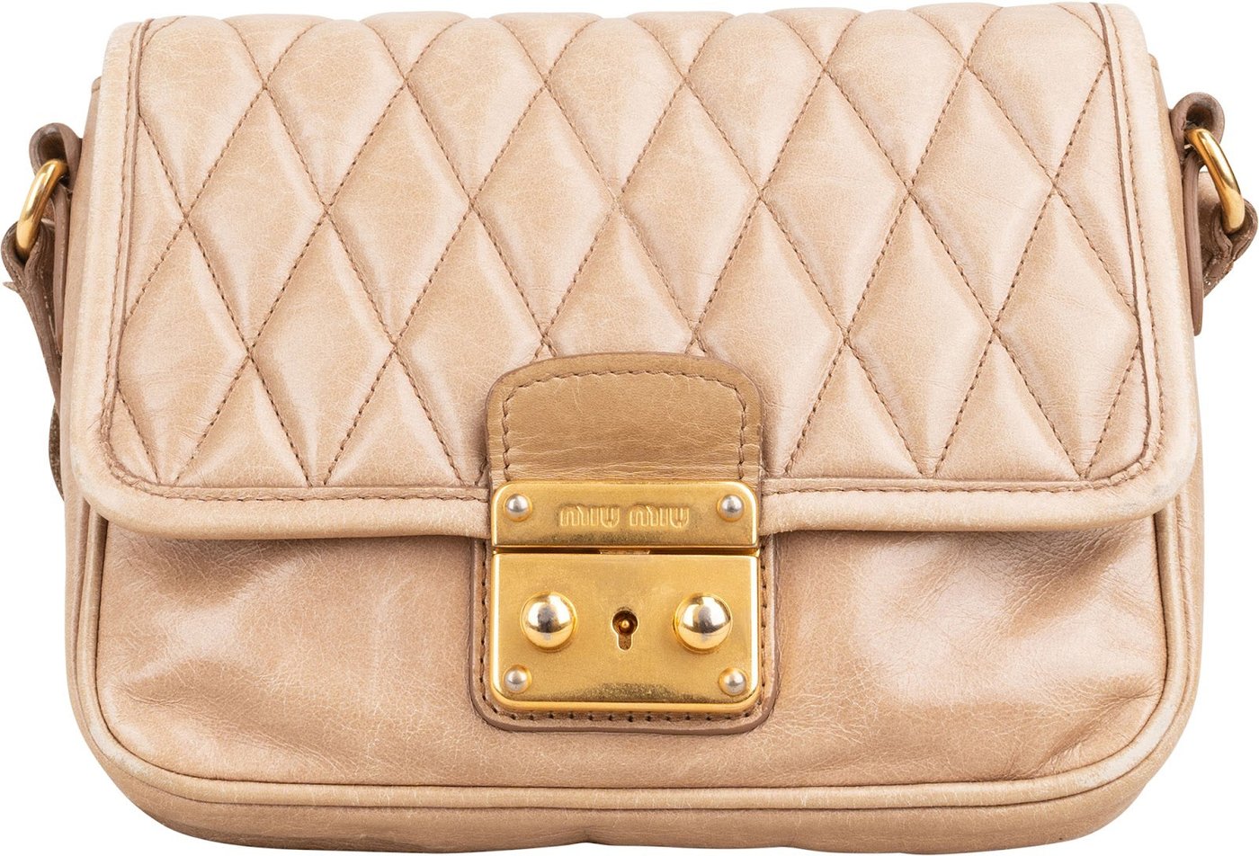 Miu Miu Quilted Vitello Lux Leather Coffer Pochette Crossbody Bag
