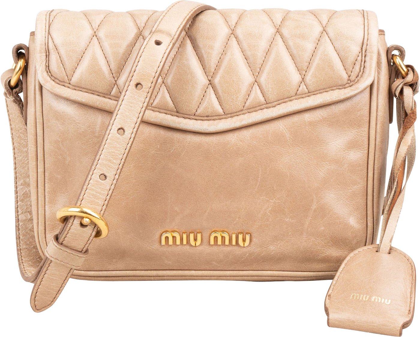 Miu Miu Quilted Vitello Lux Leather Coffer Pochette Crossbody Bag