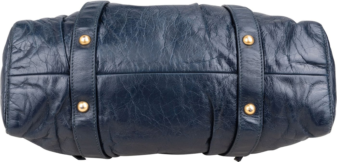 Miu Miu Vitello Lux Leather Drawstring Satchel Handbag