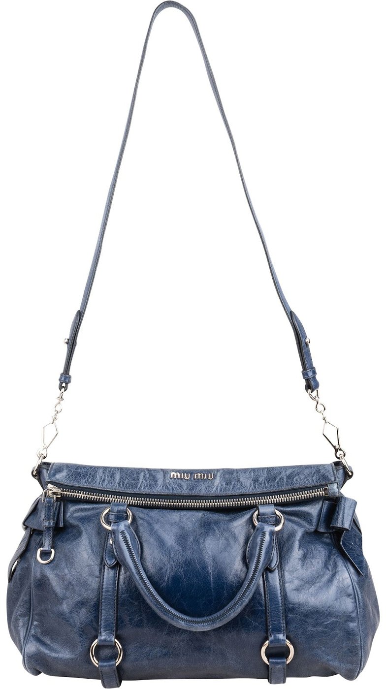 Miu Miu Vitello Lux Leather Bow Satchel Handbag
