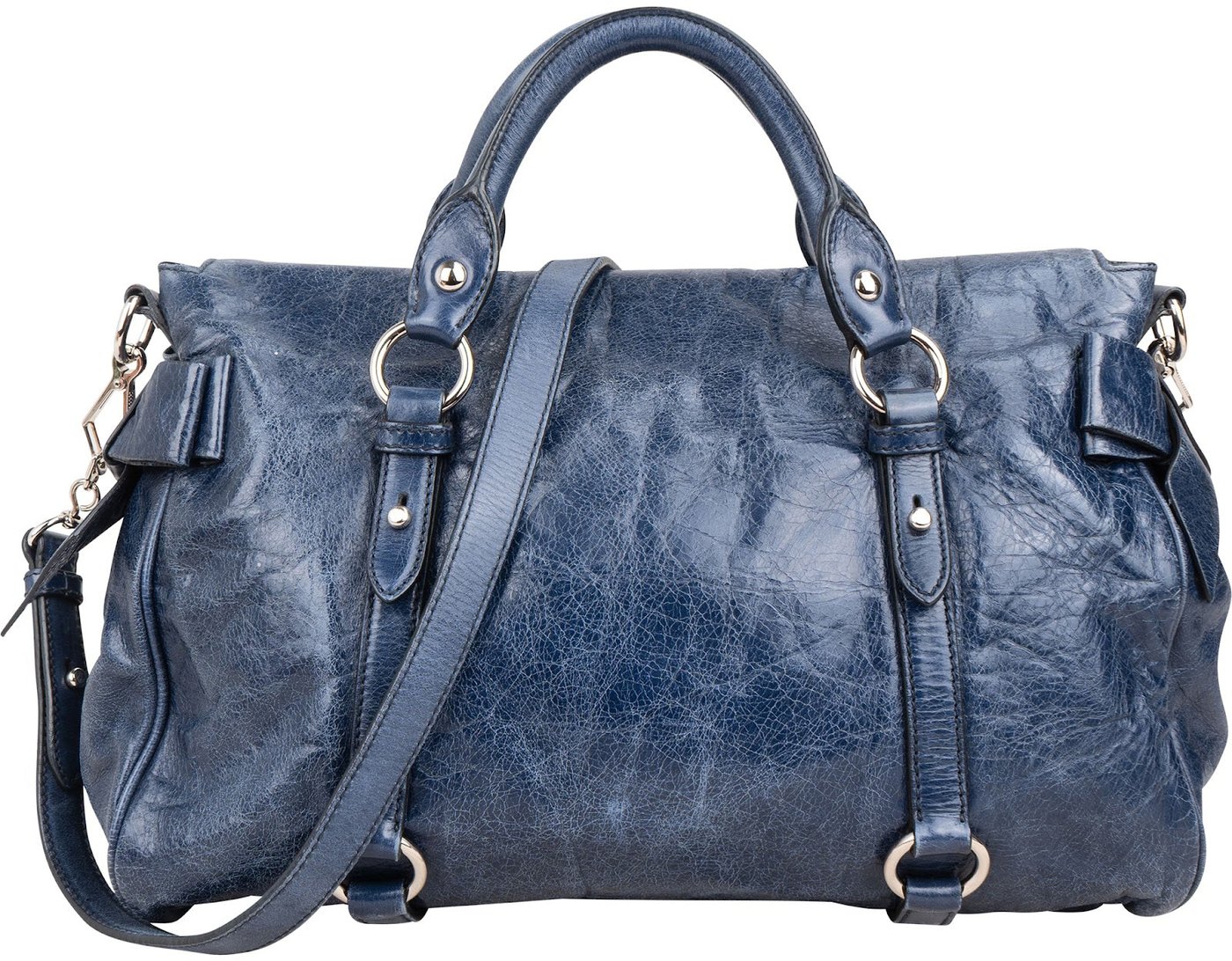 Miu Miu Vitello Lux Leather Bow Satchel Handbag