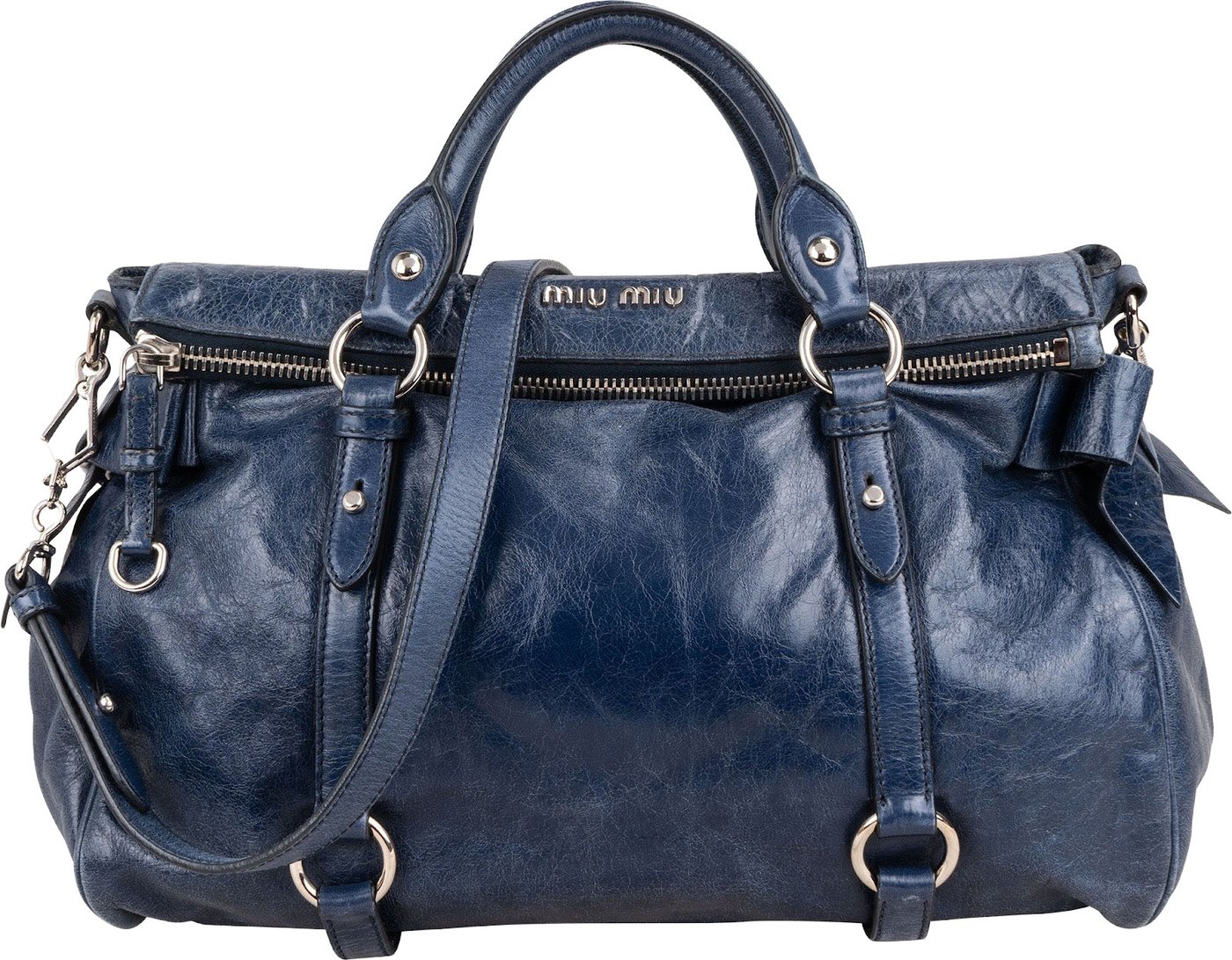 Miu Miu Vitello Lux Leather Bow Satchel Handbag
