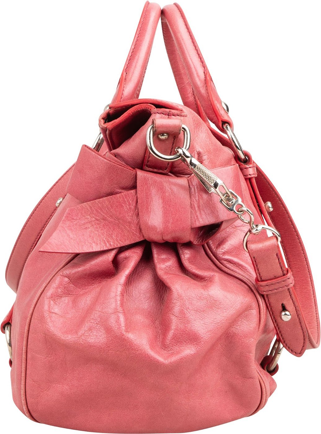 Miu Miu Pink Vitello Lux Leather Bow Satchel Handbag