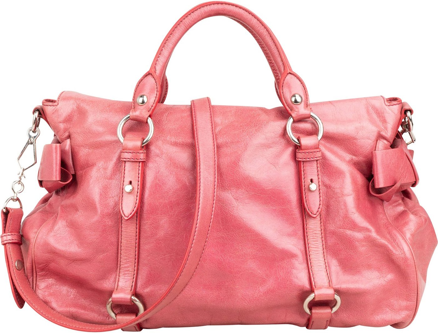 Miu Miu Pink Vitello Lux Leather Bow Satchel Handbag