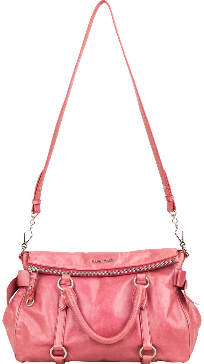 Miu Miu Pink Vitello Lux Leather Bow Satchel Handbag