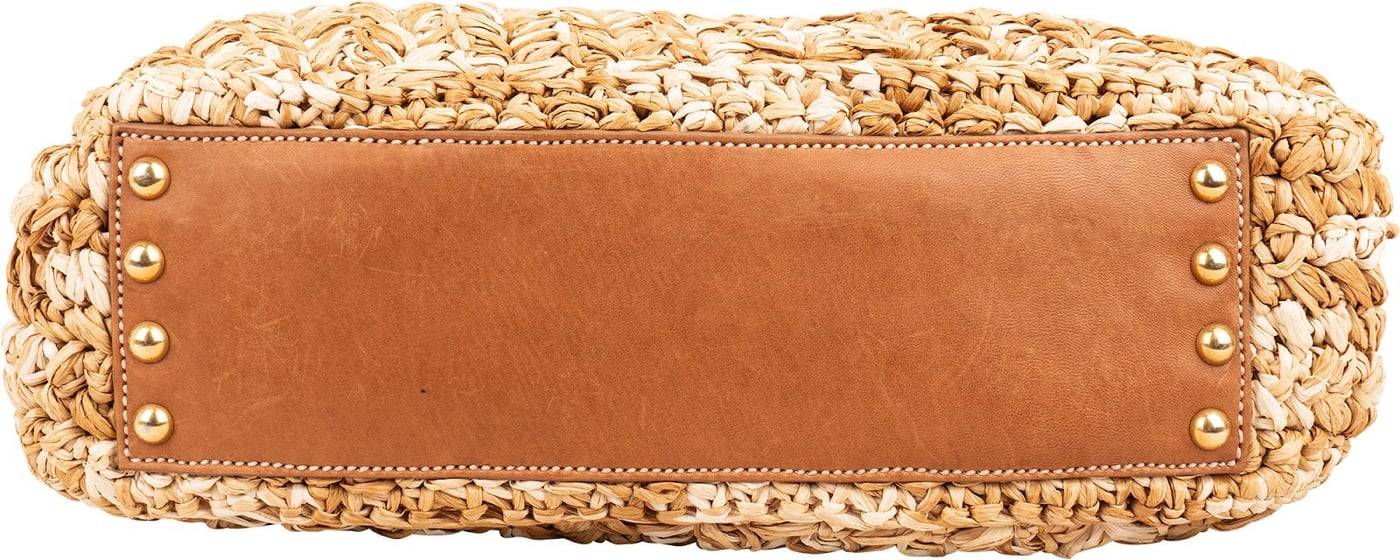 Miu Miu Woven Raffia Bauletto Coffer Handbag