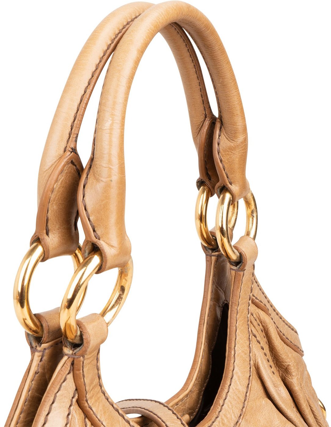Miu Miu Beige Vitello Lux Leather Hobo Shoulder Bag