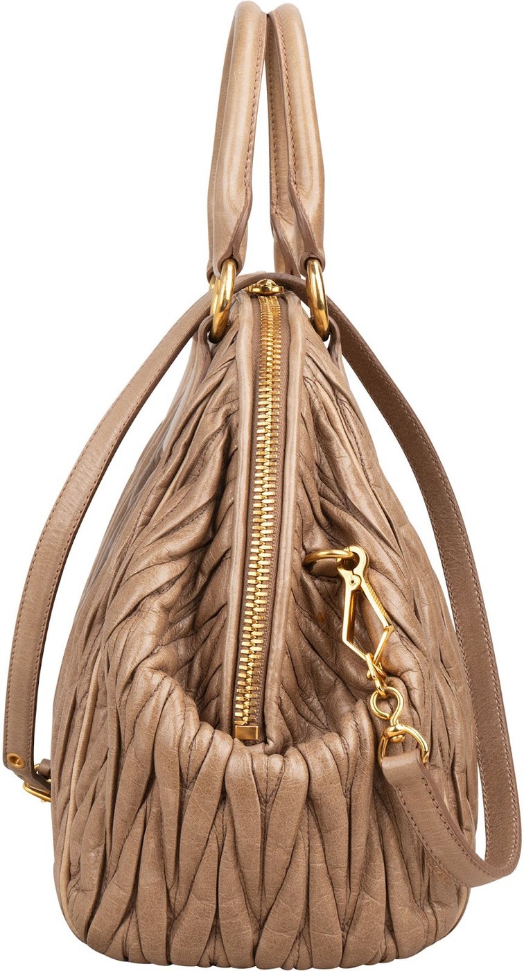 Miu Miu Matelassé Nappa Leather Bowler Hobo Handbag