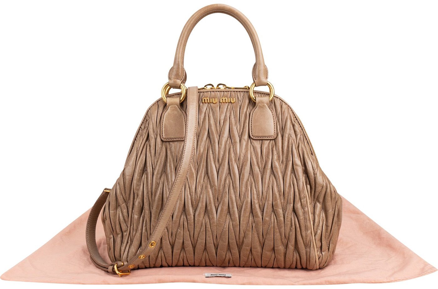 Miu Miu Matelassé Nappa Leather Bowler Hobo Handbag