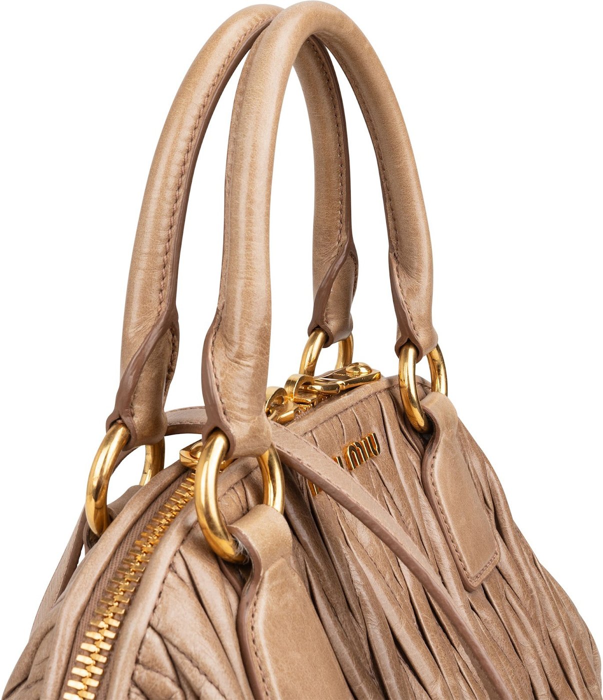Miu Miu Matelassé Nappa Leather Bowler Hobo Handbag