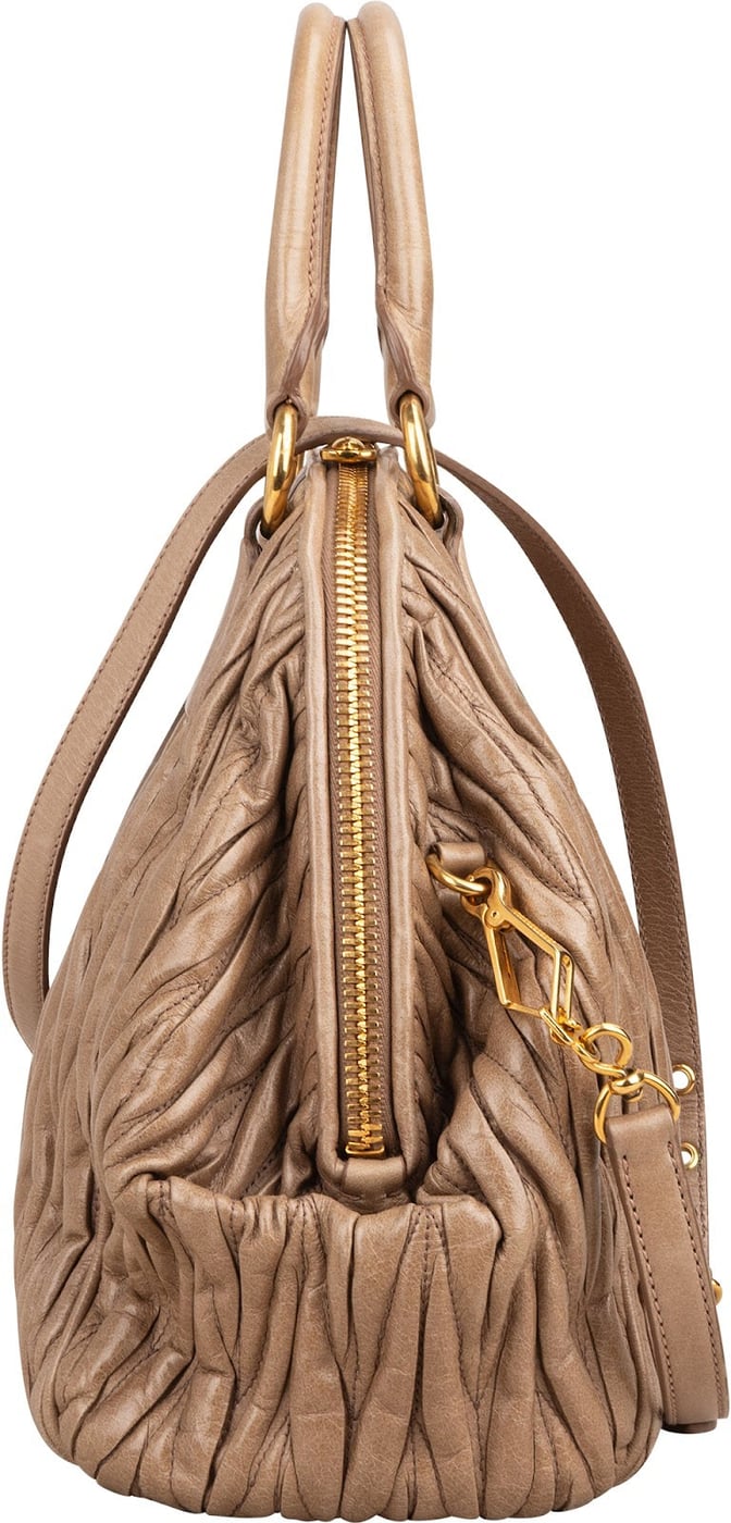 Miu Miu Matelassé Nappa Leather Bowler Hobo Handbag