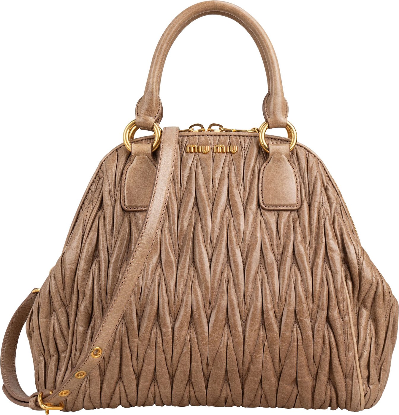 Miu Miu Matelassé Nappa Leather Bowler Hobo Handbag