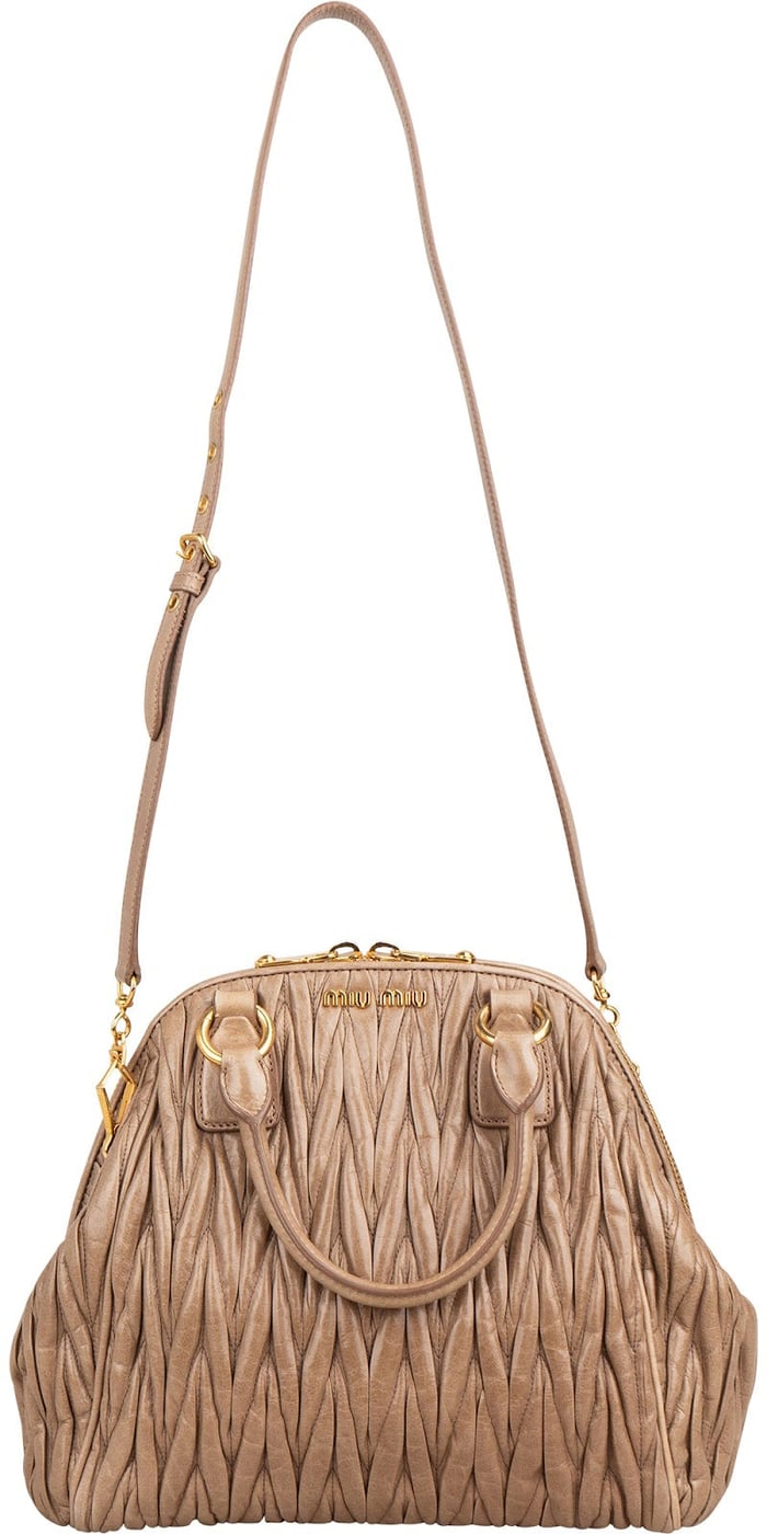 Miu Miu Matelassé Nappa Leather Bowler Hobo Handbag